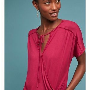 Anthropologie berry asymmetrical draped top XS